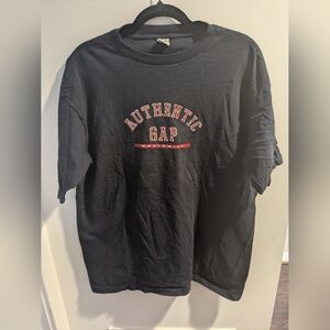 GAP Men's Authentic Black Tee with Red Accents